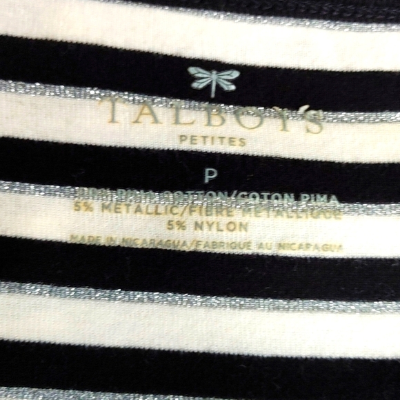 Talbots Striped Metallic Pima Cotton Knit Top - Picture 4 of 7